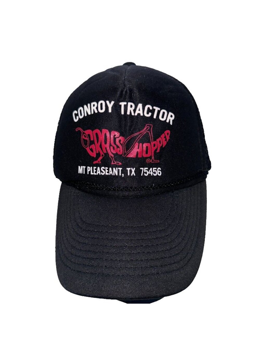 Vintage Conroy Tractor Grasshopper Mowers Black Snapback Hat Trucker Cap